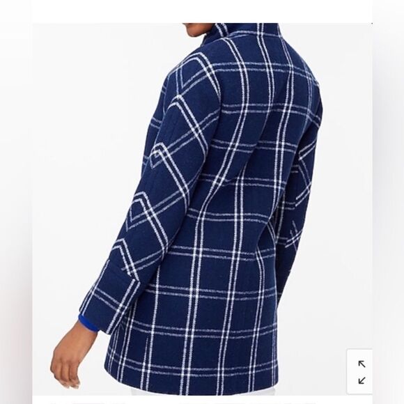 J CREW WOOL CITY COAT IN NAVY BLUE AND WHITE‎ WINDOWPANE - Picture 11 of 11